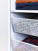 Practical open drawers in a wardrobe
