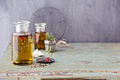 Homemade aromatic oil with red chillis