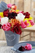 Bouquet of ruffled parrot tulips