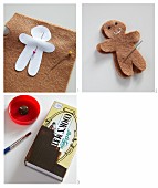 Hand-crafting a felt gingerbread man and making a house from a matchbox