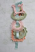 Various pastel crocheted picture frames
