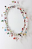 Hand-crafted bead wreath decorating wall
