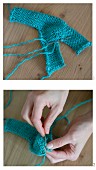 Knitting with a crochet needle: knooked baby booties