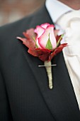 Rose buttonhole on groom's lapel