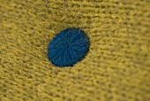 Buttons made with the blue alpaca mixed yarn