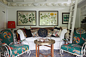 Small living room decorated in granny chic