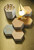 Metallic fabric patterns on honeycomb-shaped objects