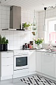 White kitchen with small accents of colour