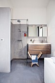 Minimalist bathroom in shades of grey