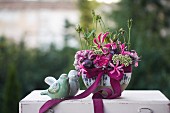 Festive bouquet with eustoma & carnations
