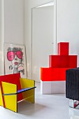 Colourful designer furniture in Pop-Art living room