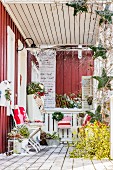 Festively decorated veranda of Swedish house