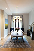 Simple furnishings in elegant dining room