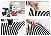 Making a black and white striped wall panel with a mirror