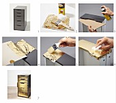 Instructions for revamping a chest of drawers with gilded fronts