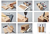 Instructions for making a knife block and container for cooking utensils
