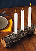 Candle holder made from log