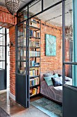 Industrial-style loft apartment with glass and steel partition walls