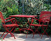 Red folding chair set