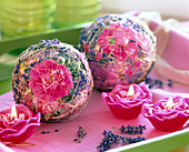 Balls wrapped in pink (rose)