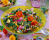 Edible flowers, salad with Tropaeolum (nasturtium)