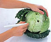 Savoy cabbage as a candle holder