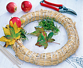 Apples and sweet leaves wreath