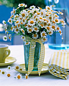 Matricaria chamomilla (chamomile) bouquet in glass vase