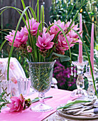 Bouquet of Curcuma, Spartina in glass vase