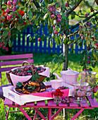 Basket of freshly harvested Prunus domestica (plums)