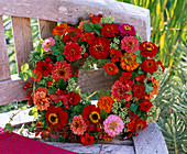 Wreath of Zinnia, Geum, Sedum, Fragaria