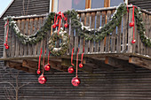 Balcony decorated for Christmas