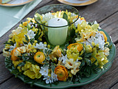 White-yellow scented wreath with lantern
