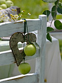 Apple table decoration in the summery meadow