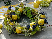 Wreath made of vitis vinifera (wine), citrus limon (lemon)