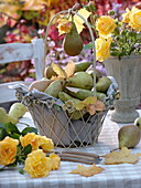 Romantic wire basket with pears