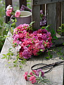 Mottled carnation heart with Clematis tendril