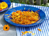 Dry petals of marigolds
