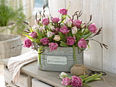 Bouquet of filled Tulipa 'Dior', 'Carneval De Nice' (tulip)