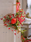 Wicker heart with red rose