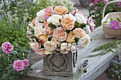 Bouquet of white, cream and apricot pinks (roses)