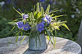 Small early summer bouquet of Lupinus (lupines) and Campanula