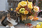 Yellow autumn bouquet with quinces, Rose