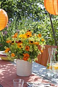 Garden party with orange lanterns as decoration