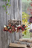 Berry leaves wreath with lantern