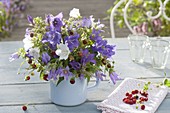 Campanula (bellflower) and fragaria bouquet