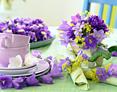Table decoration with Campanula persicifolia flowers