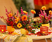 Autumn bouquets with chrysanthemums, Erika and berry jewelery