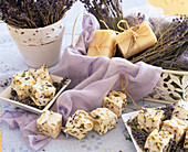 Lavender Soap, Lavandula Dried and Lavender Blossoms in Mustard Soap