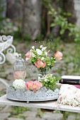 Romantic arrangement of white and pink flowers